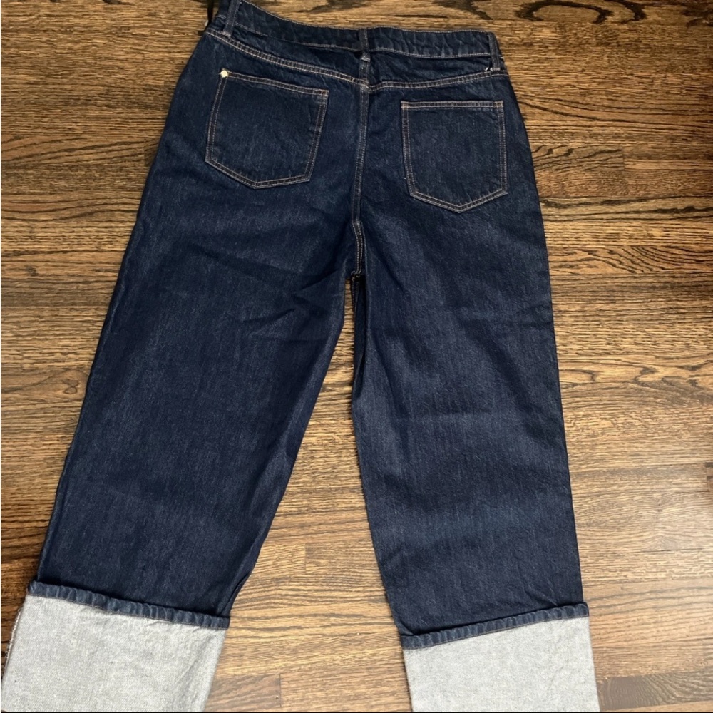 Kate Spade Blue Flare Wide Leg Jeans with Folded Cuff size 8 NWT - Picture 10 of 10